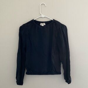 Cloth & Stone Black Cap Long Sleeve Blouse